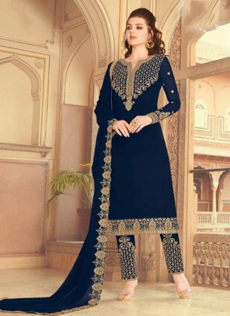 Blue Green Colour Zarkan Rama Razi New Designer Ethnic Wear Georgette Suit Collection 30032